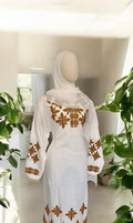 Abaya Nilla Blanc & Or — Dar Nūr