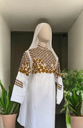 Abaya Nilla Blanc & Or — Dar Nūr