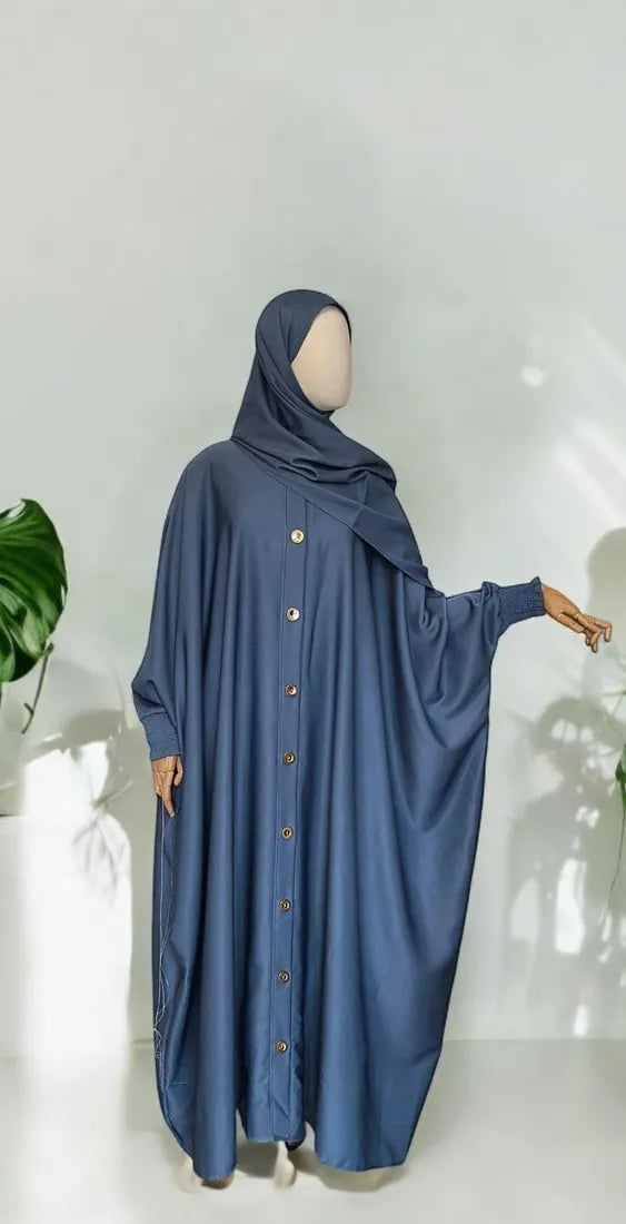 Abaya Roumeyssa — Bleu anthracite — Dar Nūr