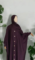 Abaya Roumeyssa — Aubergine & or — Dar Nūr