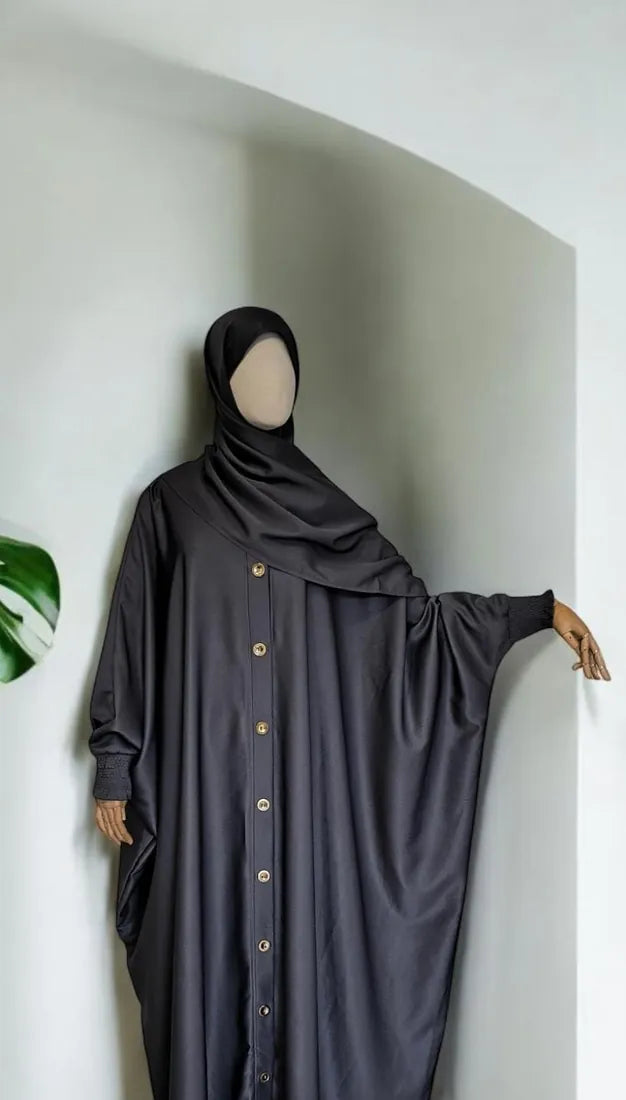 Abaya Roumeyssa — Gris souris — Dar Nūr